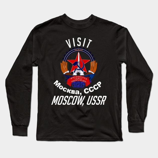 Visit Moscow, USSR - Soviet Union Tourism, Vintage Long Sleeve T-Shirt by SpaceDogLaika